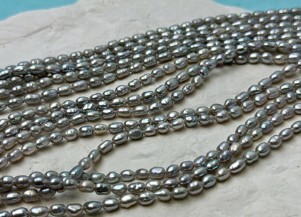 3-3.5x4-5 mm AA Gray Rice Nugget Tiny Freshwater Seed Pearls Beads 14 Inch Strand #P3474