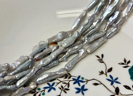 6-7x23-28mm AAA Gray Biwa Keshi Stick Freshwater Pearl Beads Super High Luster Unique Gray Pearls #P3475