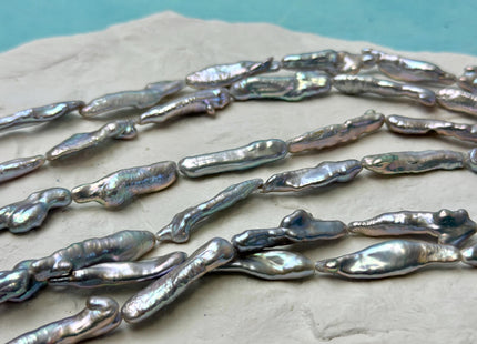 6-7x23-28mm AAA Gray Biwa Keshi Stick Freshwater Pearl Beads Super High Luster Unique Gray Pearls #P3475