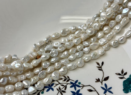 6-7x7-9 mm Natural White Keshi Freshwater Pearls Rice Nugget Shape Small Keshi 47 Beads #P3478