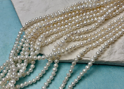 4-5mm Natural White Color Seed Potato Freshwater Pearls 14 Inch Strand 93 Beads #P3479