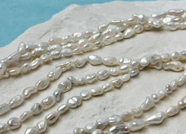 5-6x6-11 mm Natural White Color Keshi Nugget Freshwater Pearl Very Rare Tiny Keshi Rice Nugget Beads #P3480