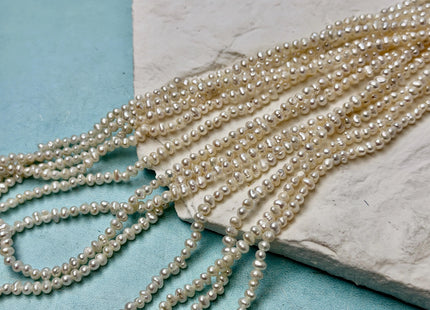 2-3mm Natural White Color Seed Potato Freshwater Pearl Beads 15 Inch Strand #P3481