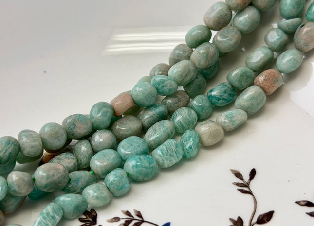 6-7x6-11 mm Natural Mint Green Color Amazonite Gemstone Irregular Nugget Beads 15.5 inches Strand #4858