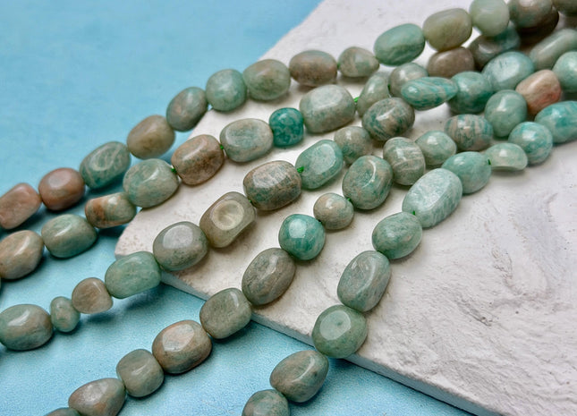 6-7x6-11 mm Natural Mint Green Color Amazonite Gemstone Irregular Nugget Beads 15.5 inches Strand #4858