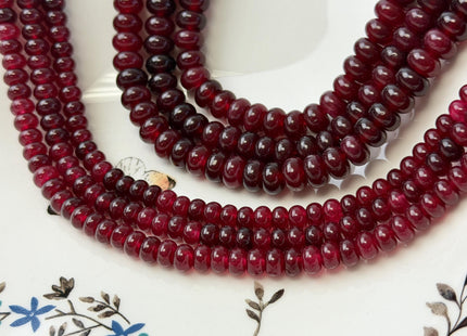 4x6mm 5x8mm Smooth Rondelle Red Garnet Color Agate Gemstone Beads 14.5 Inches Strand #4853