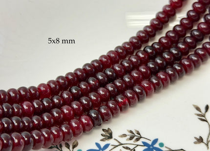 4x6mm 5x8mm Smooth Rondelle Red Garnet Color Agate Gemstone Beads 14.5 Inches Strand #4853