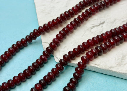 4x6mm 5x8mm Smooth Rondelle Red Garnet Color Agate Gemstone Beads 14.5 Inches Strand #4853