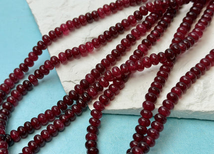 4x6mm 5x8mm Smooth Rondelle Red Garnet Color Agate Gemstone Beads 14.5 Inches Strand #4853