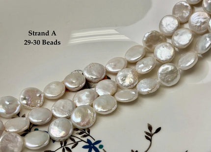 12-13x13-20mm Natural White Coin Freshwater Pearls High Luster Round Tear Drop Cultured Freshwater Coin Pearl Beads #P3523