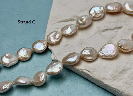 12-13x13-20mm Natural White Coin Freshwater Pearls High Luster Round Tear Drop Cultured Freshwater Coin Pearl Beads #P3523