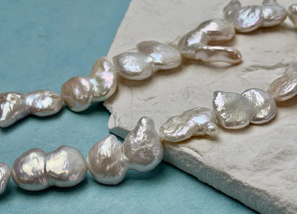 13-20x16-27mm AA Natural White Baroque Peanut Coin Freshwater Pearls High Luster Unique Cultured Freshwater Coin Pearl Beads #P3524