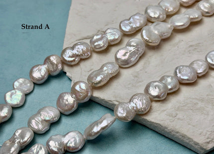 13-20x16-27mm AA Natural White Baroque Peanut Coin Freshwater Pearls High Luster Unique Cultured Freshwater Coin Pearl Beads #P3524