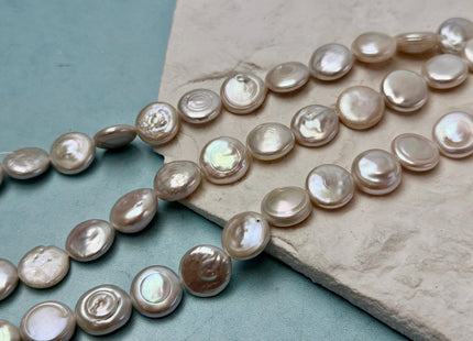 13-20 mm Natural White Round Coin Freshwater Pearl Beads High Luster Quality Cultured Freshwater Coin Pearl Beads #P3526