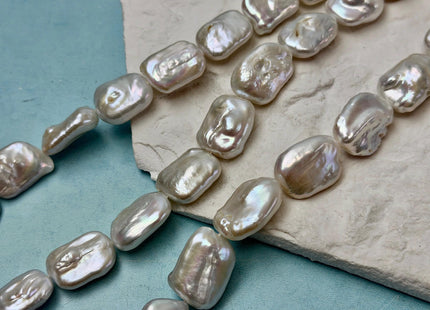 14-15x18-22 mm AAA Natural White Rectangle Coin Freshwater Pearls Rectangular Thick Coin Pearls 19-20 Beads #P3527