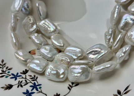 14-15x18-22 mm AAA Natural White Rectangle Coin Freshwater Pearls Rectangular Thick Coin Pearls 19-20 Beads #P3527
