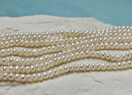 5mm AA Natural White Freshwater Pearl Button Rondelle Pearl 110 Beads #P3532