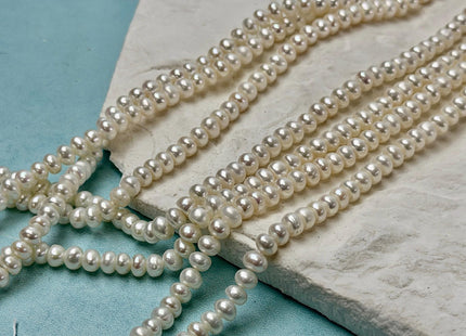 5mm AA Natural White Freshwater Pearl Button Rondelle Pearl 110 Beads #P3532