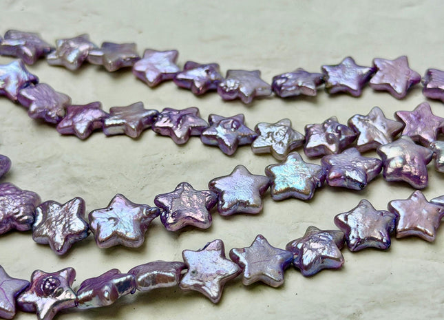 10-11 mm AAA Very Rare Lavender Purple Color Star Shape Freshwater Coin Pearls High Luster 38 Beads #P3533