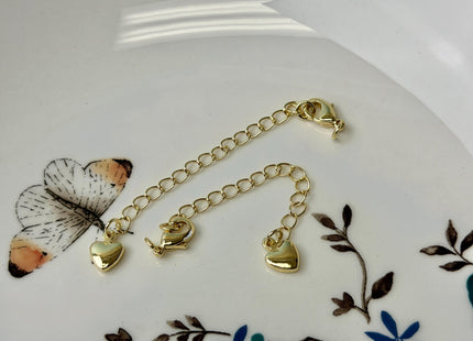 One Piece 10mm 14K Gold Filled Brass Lobster Clasp Finding With Jump Ring 2 Inch Extender Chain Heart Design #10392