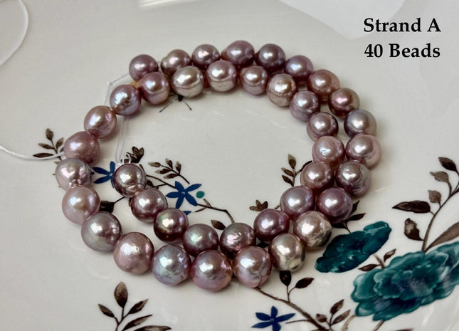 One-Of-A-Kind 9-10 mm AAA Very Rare Natural Dark Mauve Pink Freshwater Edison Baroque Pearls High Luster Purple Edison Beads #P3535