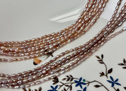 3x4-5 mm AAA Natural Dark Mauve Pink Color Rice Nugget Freshwater Pearl Beads High Luster Smooth Pearls 85 Beads #P3498