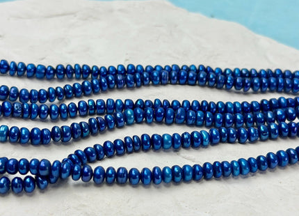 4-4.5 mm Royal Blue Button Pearl Freshwater Seed Pearl Beads 14 Inch Strand #P3537
