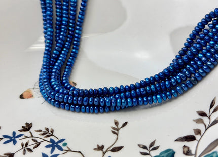 4-4.5 mm Royal Blue Button Pearl Freshwater Seed Pearl Beads 14 Inch Strand #P3537