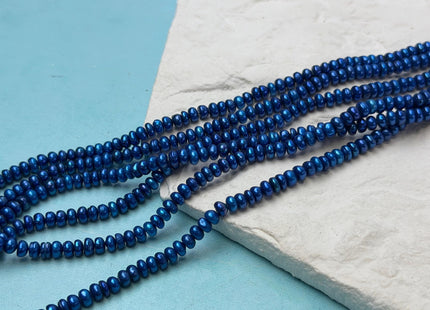 4-4.5 mm Royal Blue Button Pearl Freshwater Seed Pearl Beads 14 Inch Strand #P3537
