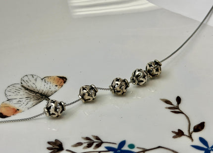 One Piece 7mm 925 Sterling Silver Tibetan Style Silver Spacer Ball Genuine Sterling Silver Spacer Bali Antique Beads #10394