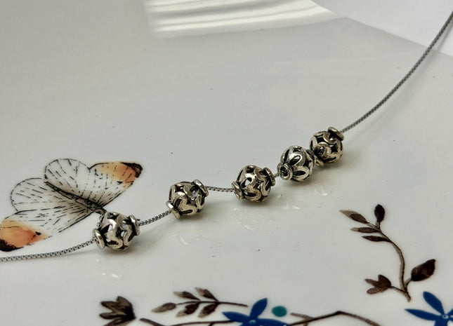 One Piece 7mm 925 Sterling Silver Tibetan Style Silver Spacer Ball Genuine Sterling Silver Spacer Bali Antique Beads #10394