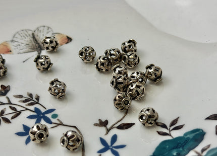 One Piece 7mm 925 Sterling Silver Tibetan Style Silver Spacer Ball Genuine Sterling Silver Spacer Bali Antique Beads #10394
