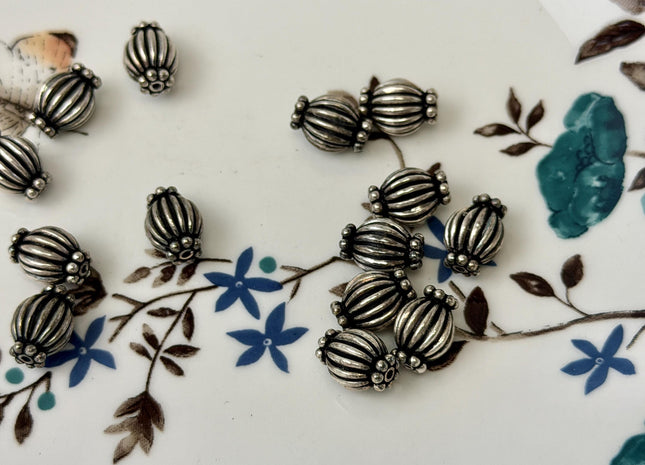 One Piece 8x11mm 925 Sterling Silver Tibetan Style Silver Spacer Ball Genuine Sterling Silver Spacer Bali Antique Beads #10395