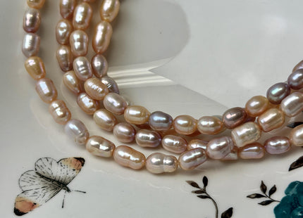 6-7x8-12 mm Mixed Peach Mauve Pink Color Baroque Freshwater Pearl 15.5 Inches Strand 42 Beads #P3490