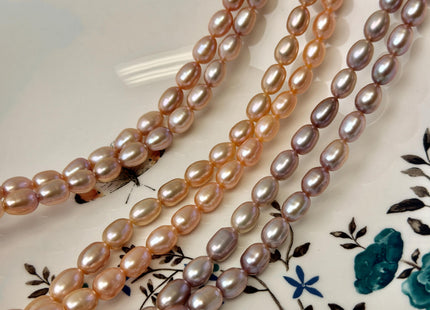 7x9-10 mm AAA Natural Mauve Peach Pink Rice Freshwater Pearl High Luster Freshwater Pearls Beads #P3484