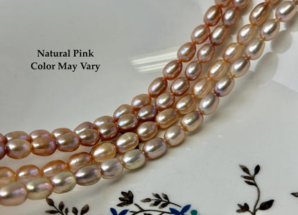 7x9-10 mm AAA Natural Mauve Peach Pink Rice Freshwater Pearl High Luster Freshwater Pearls Beads #P3484