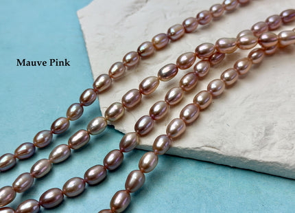 7x9-10 mm AAA Natural Mauve Peach Pink Rice Freshwater Pearl High Luster Freshwater Pearls Beads #P3484