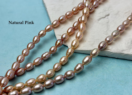 7x9-10 mm AAA Natural Mauve Peach Pink Rice Freshwater Pearl High Luster Freshwater Pearls Beads #P3484