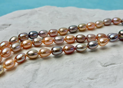 7x9-12 mm AAA Natural Mixed Mauve Peach Pink Rice Freshwater Pearl High Luster Freshwater Pearls Beads #P3485