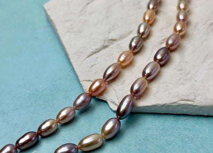 7x9-12 mm AAA Natural Mixed Mauve Peach Pink Rice Freshwater Pearl High Luster Freshwater Pearls Beads #P3485