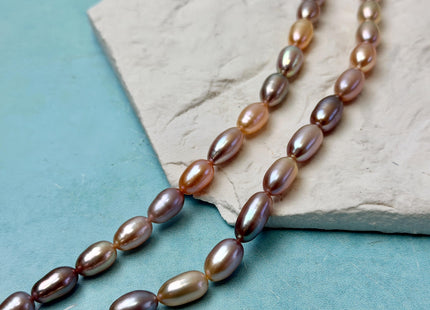 7x9-12 mm AAA Natural Mixed Mauve Peach Pink Rice Freshwater Pearl High Luster Freshwater Pearls Beads #P3485