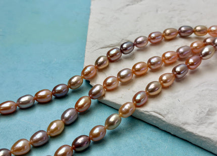 7x9-12 mm AAA Natural Mixed Mauve Peach Pink Rice Freshwater Pearl High Luster Freshwater Pearls Beads #P3485