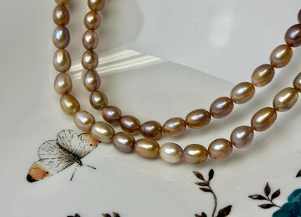 7x8-9 mm AAA Natural Seaweed Mauve Pink Rice Freshwater Pearl High Luster Freshwater Pearls Beads #P3486