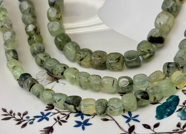 7-11mm Smooth Round Cube Dice Square Shape Prehnite Beads Natural Multi Green Color Prehnite Gemstone 15.5 Inches 45-46 Pieces #3693