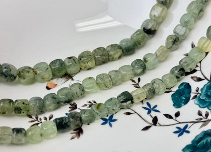 7-11mm Smooth Round Cube Dice Square Shape Prehnite Beads Natural Multi Green Color Prehnite Gemstone 15.5 Inches 45-46 Pieces #3693