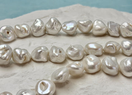 12-14 mm Natural White Large Keshi Freshwater Pearls Nugget Shape Keshi 32 Beads #P3489