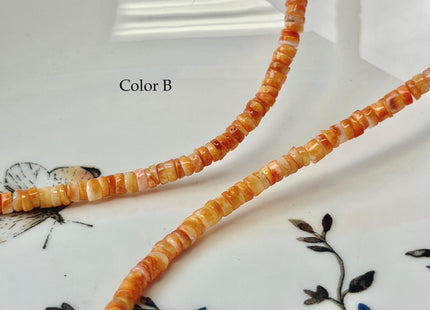 4 mm AAA Natural Orange Red Purple Spiny Oyster Shell Heishi Rondelle Shape 16 Inches Strand #4860