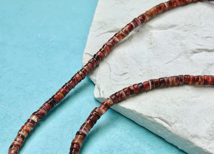 4 mm AAA Natural Orange Red Purple Spiny Oyster Shell Heishi Rondelle Shape 16 Inches Strand #4860