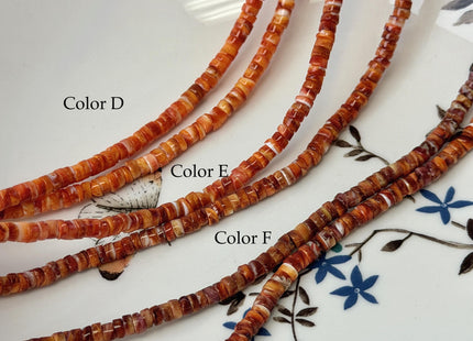 4 mm AAA Natural Orange Red Purple Spiny Oyster Shell Heishi Rondelle Shape 16 Inches Strand #4860