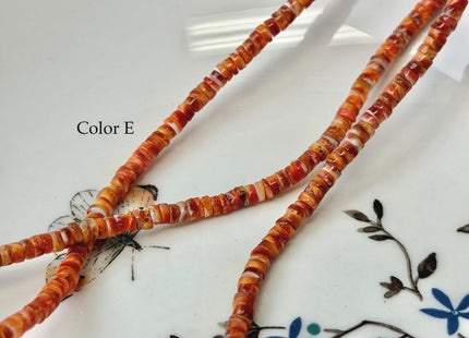 4 mm AAA Natural Orange Red Purple Spiny Oyster Shell Heishi Rondelle Shape 16 Inches Strand #4860